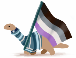 iamtinydinosaur:  I drew another picture It is asexuality awareness this whole week so please Be Aware! And maybe beware, in case an asexual near you might be dying all your cakes purple (or something like that) You can maybe meet one who wears a black
