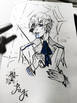 Inktober Day 1: Ring「Ciel Phantomhive」  —— I’ve been rewatching Kuroshitsuji and I’ve been reminded that I was robbed of a Demon!Ciel season, so here he is, fresh blue blood dripping from his noble mouth. Where is Sebastian to clean him?