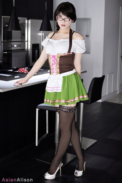 bashfull007:  asianalison:  My first photo set of 2015!! Happy new years and hope you enjoy this dirndl set as much as I enjoyed myself…  Damn sexy 