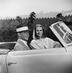 vintageclassiccars:  old-school-fools:  Grace Kelly and Frank Sinatra on the set of High Society, 1956   Chairman of the Board.