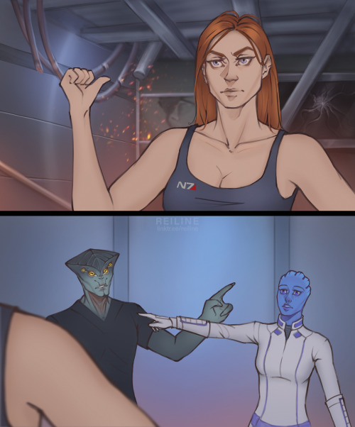reiline:  Just a meme redrawPoor Javik’s cabin could not stand the confrontation of two hot-tempered biotics :D