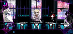 atalantaz:Where did that guy go? The one on the left side of the protag It doesn’t look like they switched seats, the order is still Robohoge -&gt; Missing guy -&gt; Protag -&gt; Witch girl -&gt; Checkered guy was he the first to go? If so, then Monokuma