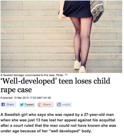 nextyearsgirl:pastrnak:all of a sudden this country aint so greatWHY is the image on this a fucking Lolita-esque shot of a headless teenage girl in a miniskirt and NOT The fucking rapist?Like way to be part of the fucking problem, media.