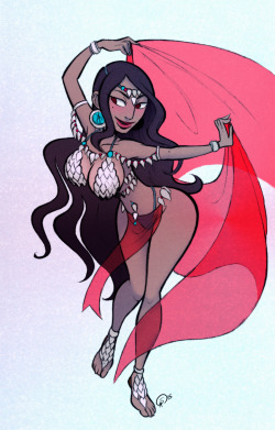 epicaistar:  Dancing warrior queen.Colored/cleaned version vs rough sketch. 