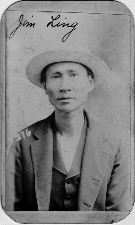 Omaha police arrested Jim Ling for operating an opium joint, on June 3, 1898. The back of his mug shot lists his occupation as thief.  Nudes &amp; Noises  