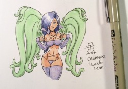 callmepo: Tiny doodle of Victoria’s Secret Alt Angel @z0nesama‘s Zone-tan.  So had to draw this concept…. it would not let my brain go until I did! [Come visit my Ko-fi and buy me a coffee green tea!]    nice~ &lt;3