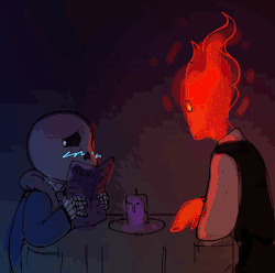 fel-fisk:  30 Day OTP Challenge ft. Sans and Grillby #4 On a date  view FULL SIZE GIF on my deviantart 