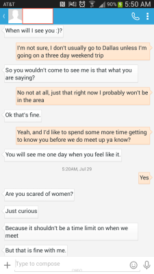 bettershitbricks:  sjwstupidity:  Don’t ever let anyone convince you that women are the only one who have to fear meeting crazies on social networking.  This woman felt like she was so entitled to have this man travel 2 hours to visit her that she
