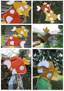 dorkly:  Handmade Magikarp Harts Are So OMG We should enslave whoever makes these hats and make them make all the hats.  Totally see my poketard girlfriend wearing these.