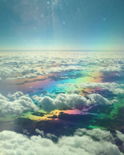 painandcats: [two images taken from above the clouds. A rainbow is visible below the clouds.] 