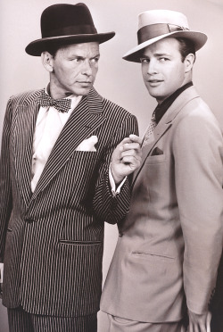 fotomat:  francisalbertsinatra:Frank Sinatra and Marlon Brando for Guys and Dolls (1955) Dead people 