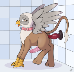 ratofponi:  Remember my friend’s cute little gay gryphon? I’ve drawn a quick colored sketch for him again and thought I’ll share it with you guys too, since you seemed to like the last one! Enjoy!  What a cutie &lt;3