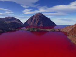 ewok-gia:  Blood Lake in Texas - The blood red color is a result of Chromatiaceae bacteria which turn red in oxygen deprived water.
