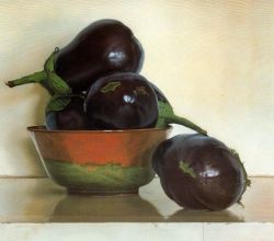 diophoros:  Claudio Bravo (1936-2011) Eggplants, 1983. Chilean painter. 47x51cm. Pastel on paper. 