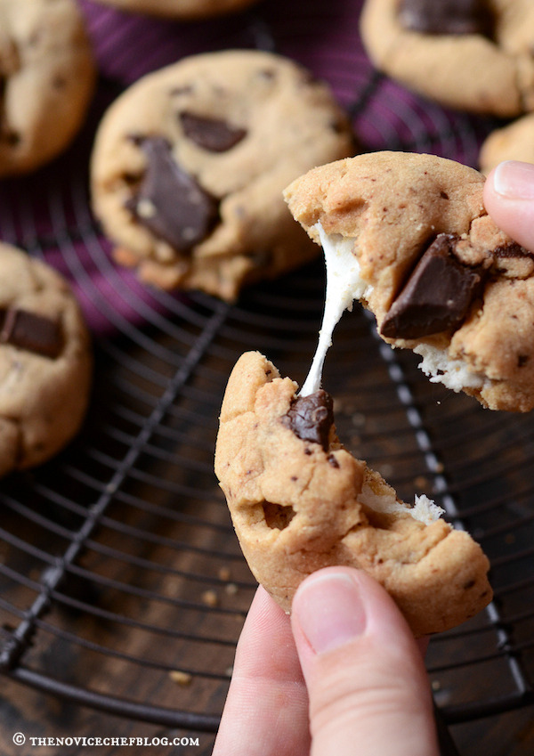 Recipe: Peanut Butter Chocolate Chunk Cookies with Marshmallow Center