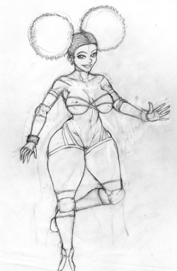 Needed to clear my head and draw something for myself before I jump back on commissions. The last hero for MOAB and crew.  This is the wip for Jiggly Watt.  She is an electricity based hero that generates power by movement(specifically from her ass