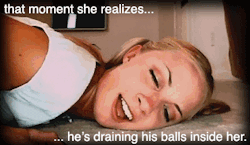 redheadedpet:  love how expression changes. roxy would love to feel Daddy draining his balls in her cunts. 