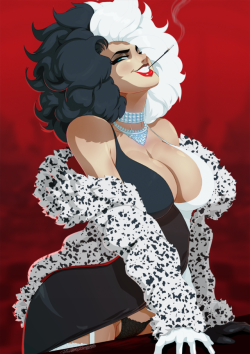 tovio-rogers:cruella drawn up for the patreon set. alternate and psd available there soon.  @slbtumblng &lt; |D’‘‘‘