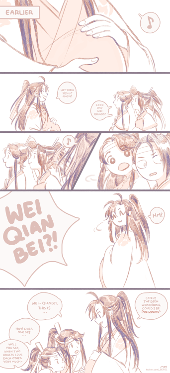 moobiess:  I had to draw a whole comic based off idea of Wei ying asking everyone if he’s prangent? 😬Based off this video: https://youtu.be/EShUeudtaFg