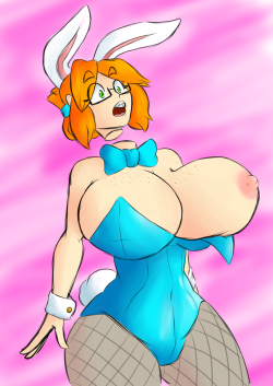 ferrousoxide:  And here’s some Kris for duckdraw. Because boobs, headless, and bunnysuits.