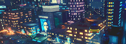 cyberpunker-hologram:  ionlands:  Scenes from our game prototypeI’ve poured my cyberpunk heart into this game. Everything - except the holographic billboards - is made from voxels (small cubes) and then brought into Unity for rendering.You will find