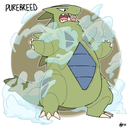 genchiart:  I wanted to do some bred variations of Tyranitar! The Monster Egg group is full of giant cuties.(also I’ve seen people draw steam coming from the cavities on Tyranitar’s body, so why not? it’s cool)
