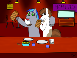Smitty went to Pip&rsquo;s new year eve&rsquo;s party. He had some drinks with his good buddy Teenage Pipsqueak, played some games, and enjoyed the last day of 2013.  (Drawn for Nat&rsquo;s Pipsqueak new year eve party blog. If you wanna go check it out,