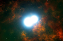 discoverynews:  Merging White Dwarf Stars March to Supernova DoomAstronomers have discovered a stellar rarity deep inside an oddly-shaped nebula — two white dwarf stars on the verge of a cataclysmic merging event.