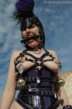 bondage-ponygirls-and-more:  Barefoot Ponygirl Jena Kitten with huge nipple bells.More athttp://www.shadowplayers.comDVDs for sale by mail (best price) at:http://www.shadowplayers.com/Sales.html Or online through http://videos4sale.com/1028Download video
