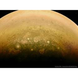 Clouds Near Jupiter&rsquo;s South Pole from Juno #nasa #apod #jpl #caltech  #swri #msss #solarsystem #jupiter #planet #juno #spacecraft #atmosphere #clouds #storms