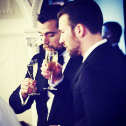 amancanfly:Henry Cavill and Chris Evans at the BAFTA Awards held at the Royal Opera House in London, 8th February 2015.