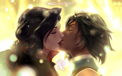 theartmage:  Korra x Asami - Just the Two of Us My art stuff. deviantart, facebook, Society6  more korrasami love~ cant get enough &lt;3
