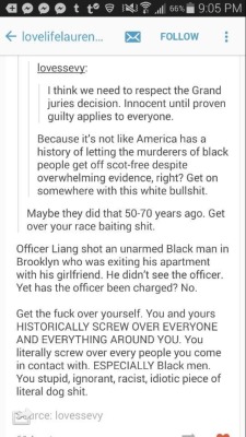 lovelifelaurennn:  Several African Americans? You mean the panel in which black people were outnumbered 3 times? Really?!This coming from the dog shit and her followers. Hey y’all reblog this shit. The conservative who doesn’t even know what an indictment