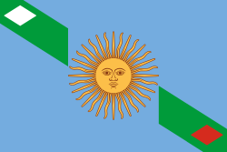 Here&rsquo;s the breakdown: The background is the blue from the Argentinian flag. The stripe is a point to the Argentinian flag as well but the green is from the Brazilian flag. The sun in the middle is from the Argentinian flag. The two diamonds are