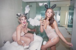 herhappysissywife:  Friendly FunThere’s still time to have some Easter fun with a friend. How about a bunny gurl bubble bath?