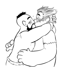 kitpocket:  ralph walked zangief home after a night at Tapper’s and he thought zangief was going in for one of those overly friendly drunken hugs but welp this works too (this was just a sketch that I darkened and cleaned up a bit so it’s messy ha)