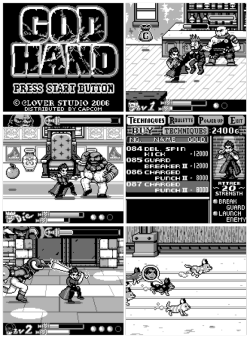 gameboydemakes:  I summon up the powers of the God Hand on Gameboy!    Hand to hand, fist to fist, control Gene in full 2bit colour glory and use the power of the God Hand to take down foes!  If you liked this demake, please visit my Patreon. Any amount