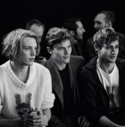 lach-er:  emeriss:  cho-ke:  itsdouglasbooth: Jamie Campbell Bower, Oliver Cheshire and Douglas Booth attend London Collections: Men AW15 Coach Presentation  -  NO   mmmm