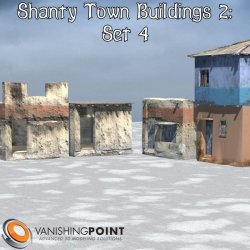 John Hoagland has another set for you! The  fourth set of buildings to build your own town and village. Includes 4  models which also work nicely with the other Shanty 2 Building Sets and  the Shanty 2 Town Blocks. Works in Poser 5 and up!Shanty Town