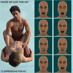 Are you ready for some new facial expressions for Michael 7? Well then why not try Faces of Lust for M7?! 15 horny facial expressions for M7. Get the right sexy expression for your sex poses. Ready for Daz Studio 4.8 and is 25% off until 1/24/2016! Thanks