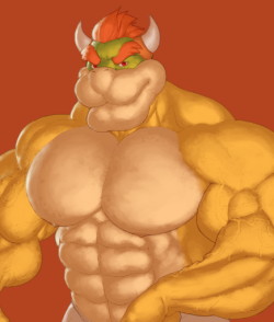 ripped-saurian:trying to paint some beefy koopa dadpainting is hard