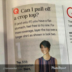 trebled-negrita-princess:  aeon-fux:  been seeing this go around and thought I’d contribute. ASK AEON FUX: CAN I PULL OFF A CROP TOP?1. DO YOU OWN A CROP TOP?2. CONGRATULATIONS! YOU CAN PULL OFF A CROP TOP  Yessssss lawd