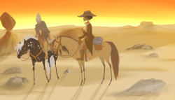 aelwen-art:  I have a thing for Westerns… hence the western AU. I can’t find any fics for Mass Effect (shakarian) so I may have to end up writing one myself. Not sure if I should keep turian Garrus or do a human version.. thoughts? 