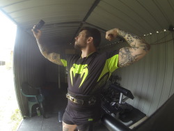 grinandclaireit:  donut-give-a-fuck-about-abs:  Sometimes you just gotta take a selfie of yourself taking a selfie. GoPro makes me look like I actually lift.  Great pic of you, man!