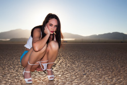 lucky-33:  Oct 2013 Ivanpah Dry Lake Bed This is another one of my favorites from the set. Such a hot expression and super sexy pose! Delicious.   Re-blog