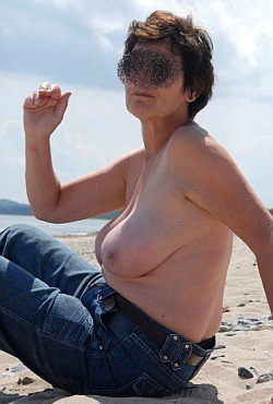 Beach granny in jeans with nice breasts!Find Your Sexy Beach Granny Here!