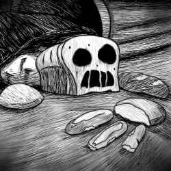 theargoninja:  It’s time for Drawlloween! This year expect a lot more digital inking/cross hatching and maybe some digital painting in between. Starting things off with Day one of #Drawlloween2018 “Return Of The Living Bread”. I can appreciate a
