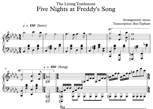 The Living Tombstone - Five Nights at Freddy’s Song (Piano Version) » Sheet Music + Tutorial