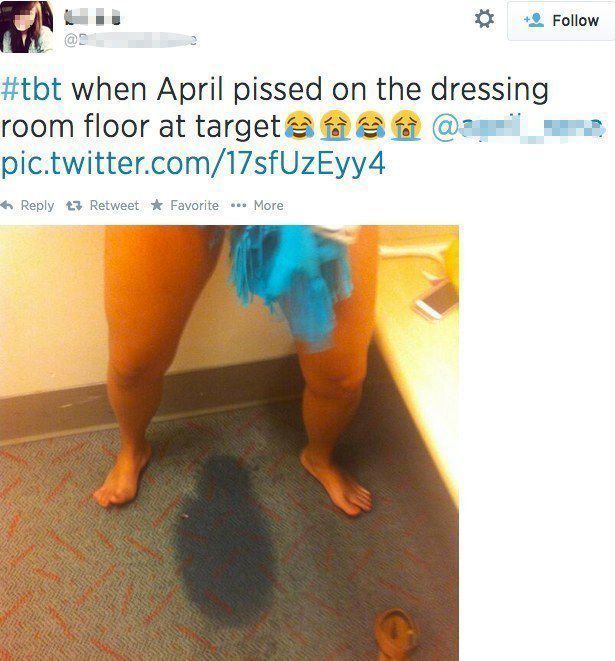 Dressing room floor pee