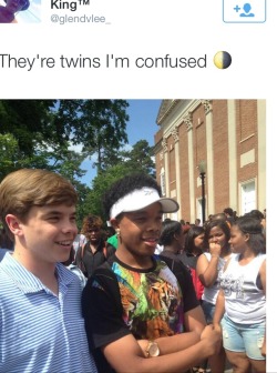 blackgirlwhiteboylove:  woodmeat:  bxtchpleaase:  r-re:  Wow  The guy in the back looks confused too  homie absorbed all his brother swag in the womb  So my doppelgänger could be a different race? This changes everything.